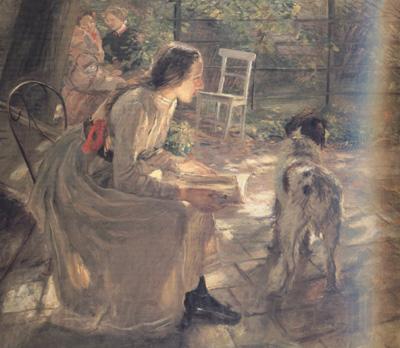 Fritz von Uhde The Artist's Daughters in the Garden (nn02) Norge oil painting art